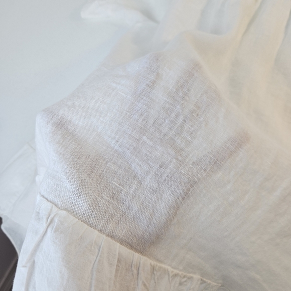 Terzo Millennio White Linen Ruffled Peplum Lightweight Blouse Made In Italy M - Picture 8 of 10